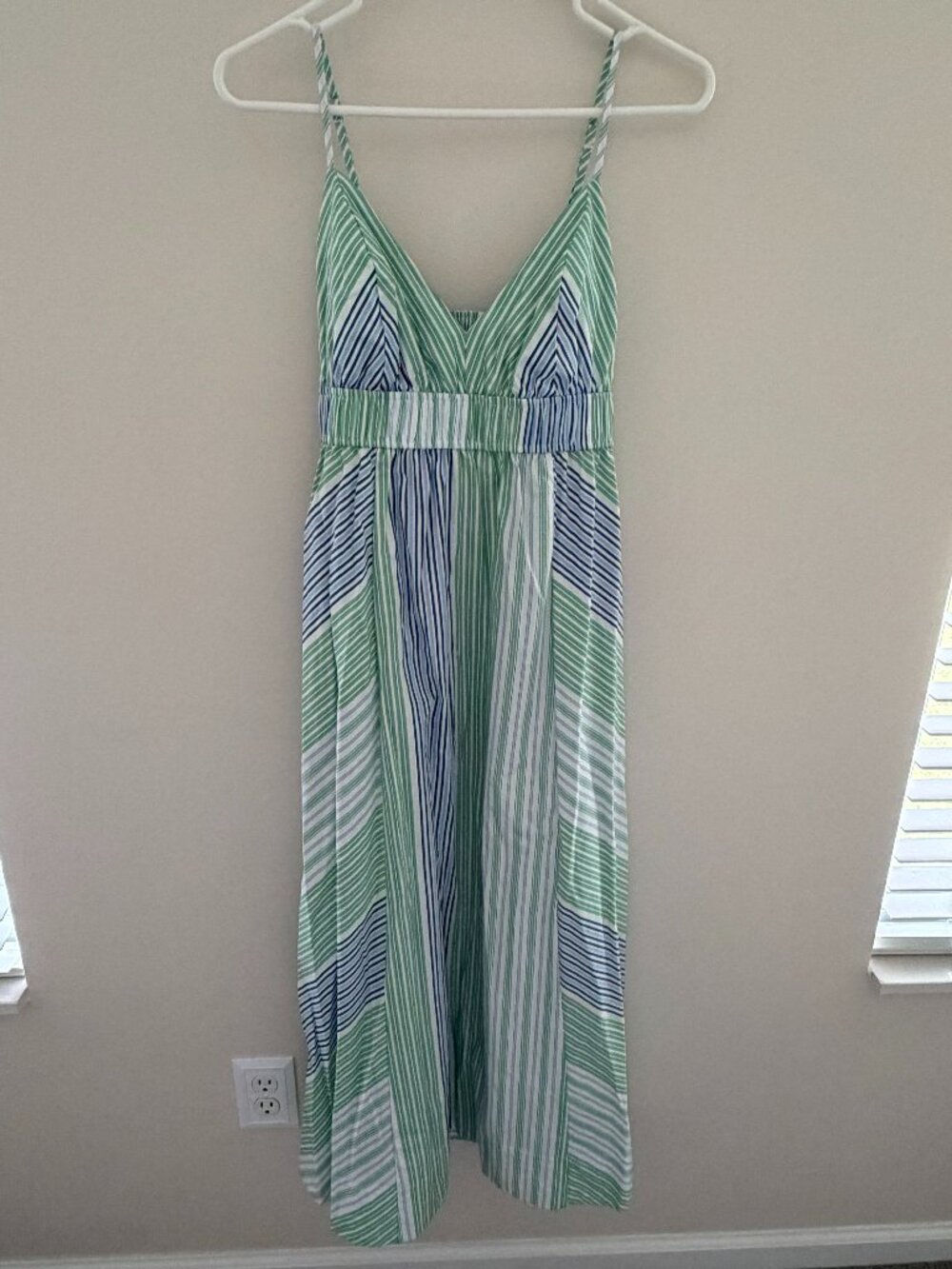 NWT Free Assembly Striped Maxi Dress Size S 4-6 Green Blue Sundress
